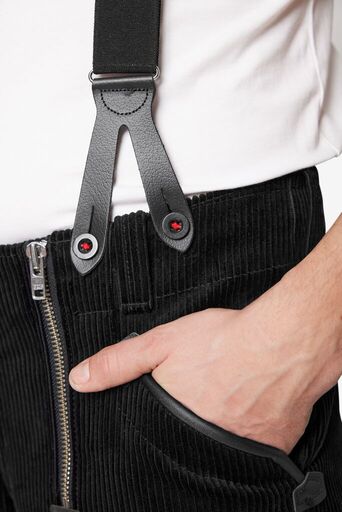 BODO Hosenträger Leder-Knopfpatte schwarz OSI